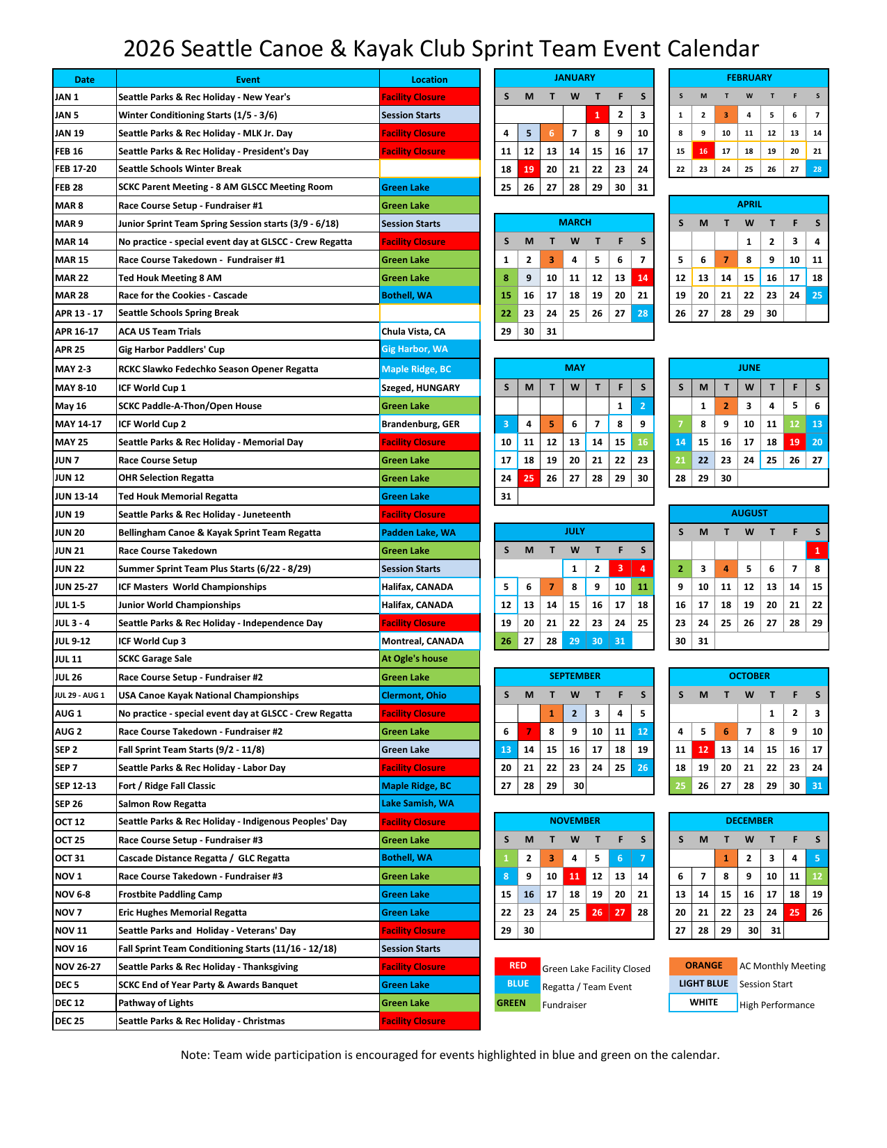 2026 SCKC Calendar